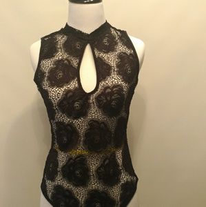 NEW Sexy Black Rose Lace Bodysuit